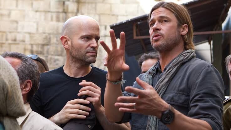 Le cinéaste Marc Foster et Brad Pitt sur le plateau de World War Z.