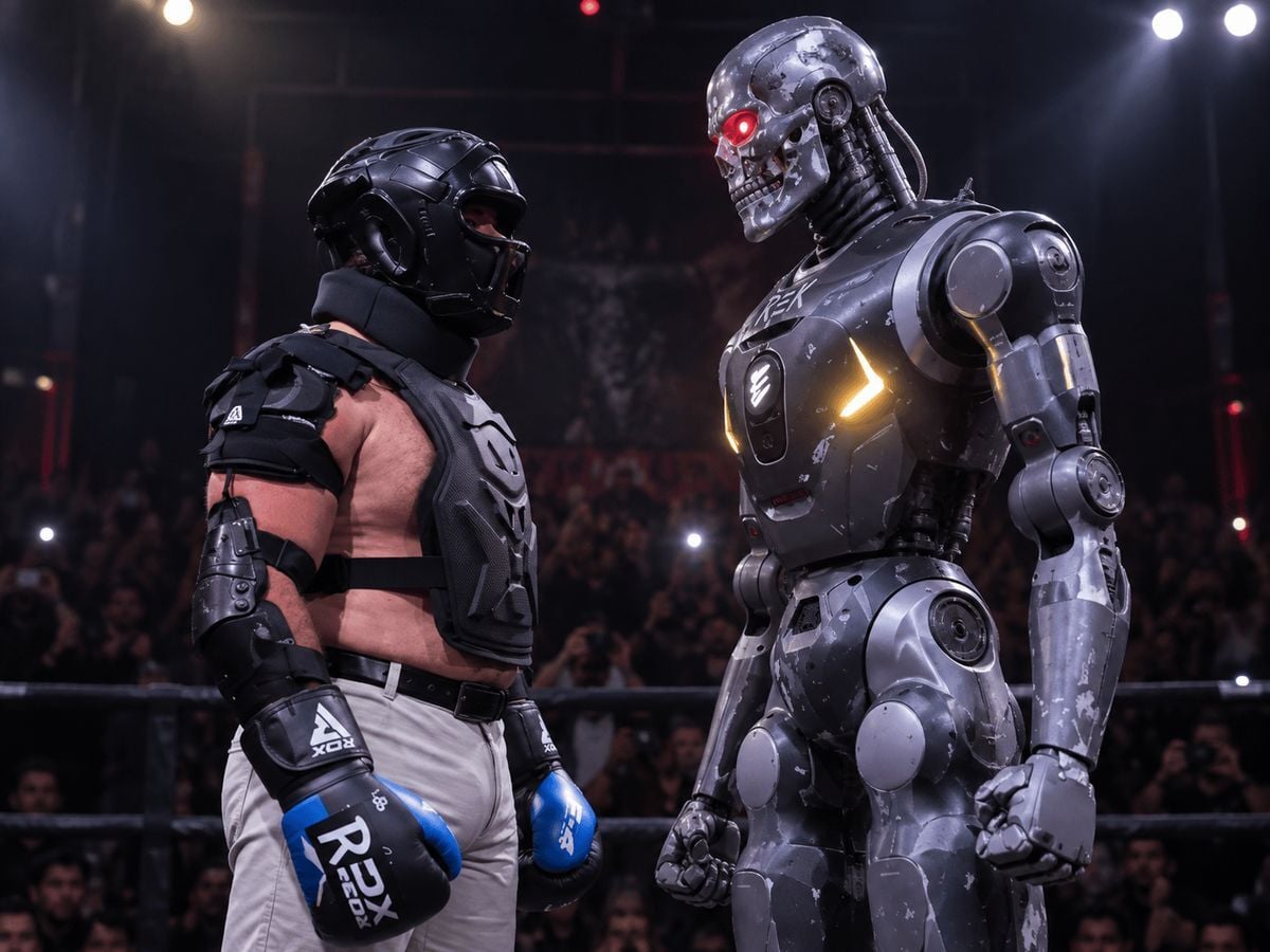 Un robot humanoïde a affronté un humain dans une cage et il l'a dérouillé avec ses front kicks