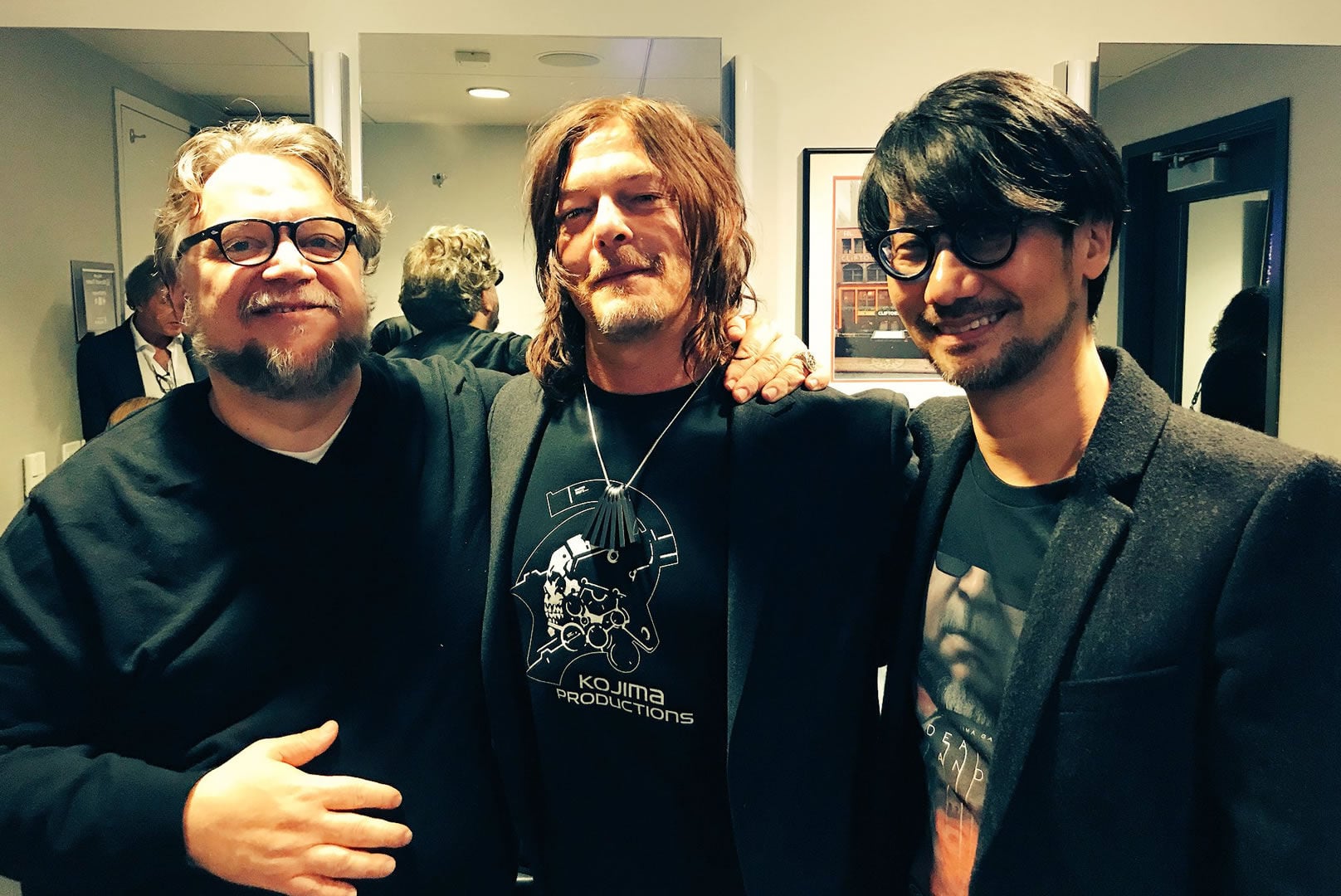 De gauche à droite : Guillermo del Toro, Norman Reedus et Hideo Kojima.
